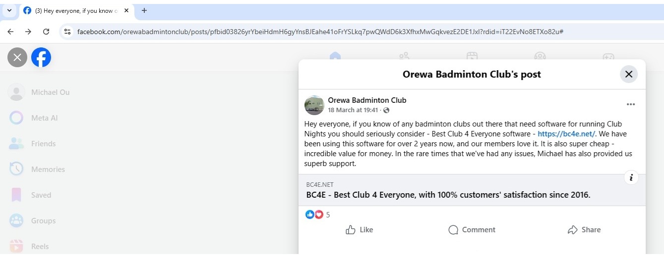 Orewa Club Recommendation