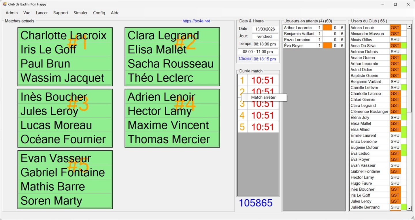 BC4E Mode asynchrone arrêt de match