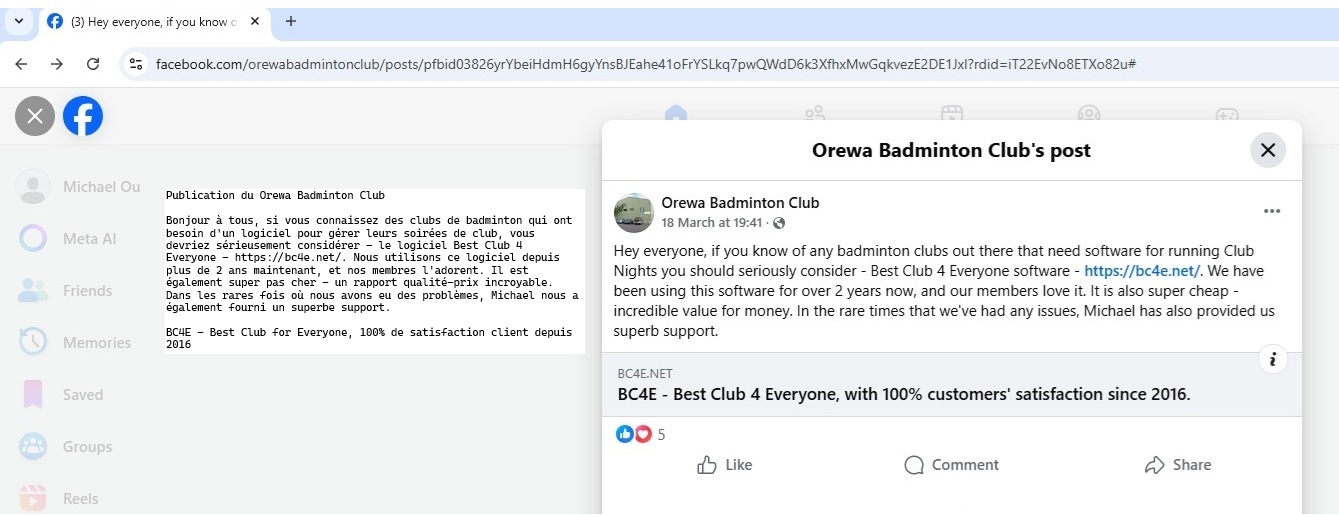 Recommandation du Orewa Club