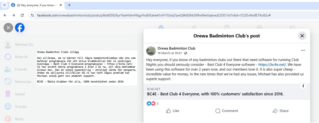 Orewa Club rekommendation